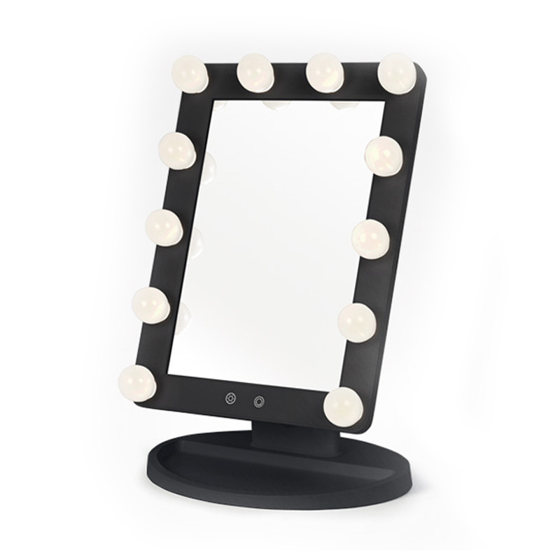Miroitier de Beauté Parfait Lumière Tactile avec Base, Électrique, 12 Lumières Externes Light Stage Noir Miroitier de Beauté Parfait Lumière Tactile avec Base, Électrique, 12 Lumières Externes Light Stage Noir
