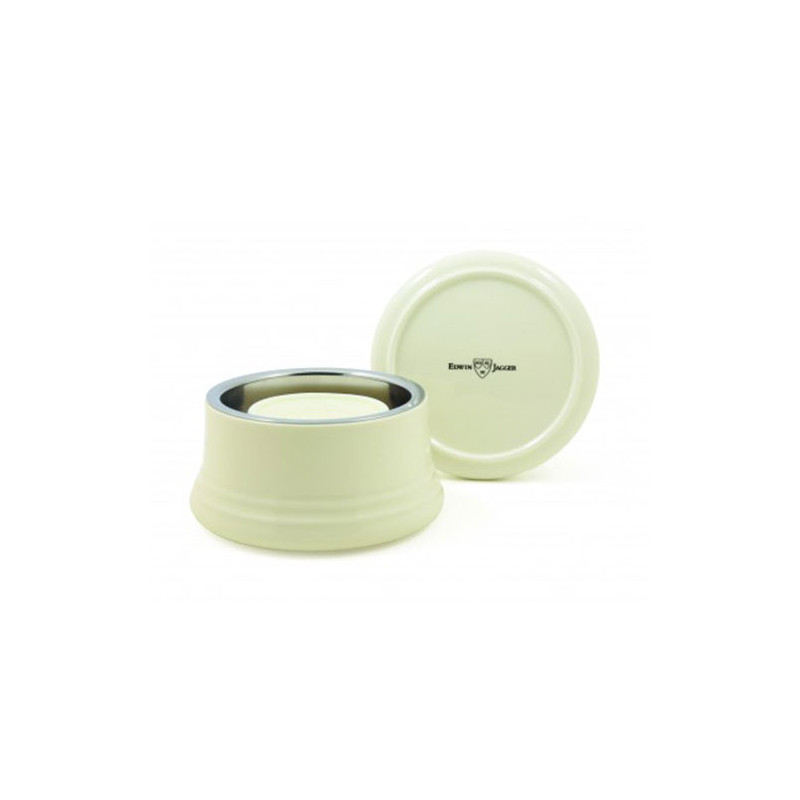 Edwin Jagger - Bol à Savon à Raser en Porcelaine Ivoire et Bol en Acier Inoxydable Edwin Jagger - Bol à Savon à Raser en Porcelaine Ivoire et Bol en Acier Inoxydable
