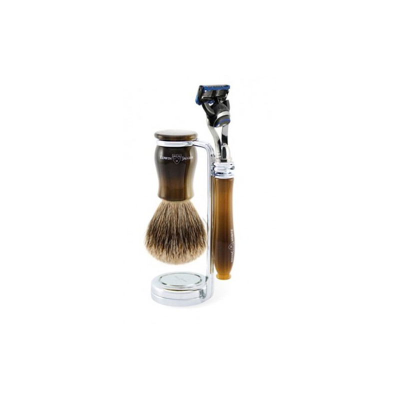 Set de rasage Edwin Jagger Rasoir, pinceau et corne Fusion®