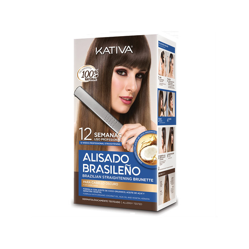 Kativa Kit Lissage Brésilien Naturel des Cheveux Foncés